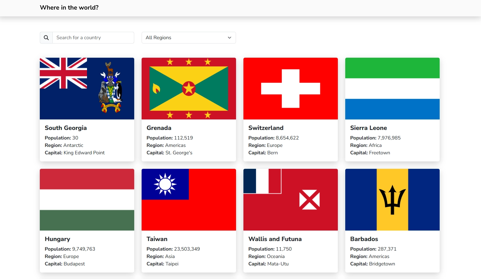 Screenshot for Countries 1